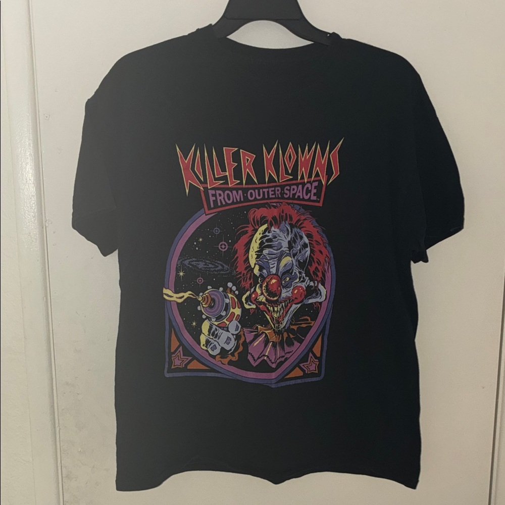 Source Unknown Black Tee with Colorful 'Killer Klowns From Outer Space' Graphic